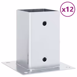 vidaXL Post Bases Square 12 pcs Silver 91x91 mm Galvanised Steel
