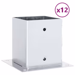 vidaXL Post Bases Square 12 pcs Silver 101x101 mm Galvanised Steel