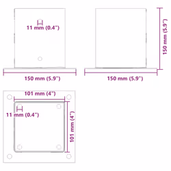 vidaXL Post Bases Square 12 pcs Silver 101x101 mm Galvanised Steel - Additional view 9