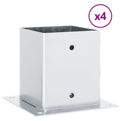 vidaXL Post Bases Square 4 pcs Silver 121x121 mm Galvanised Steel