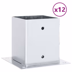 vidaXL Post Bases Square 12 pcs Silver 121x121 mm Galvanised Steel