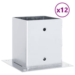 vidaXL Post Bases Square 12 pcs Silver 121x121 mm Galvanised Steel