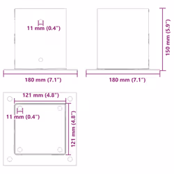vidaXL Post Bases Square 12 pcs Silver 121x121 mm Galvanised Steel - Additional view 9