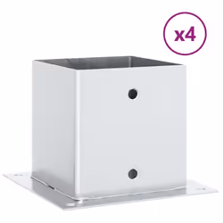 vidaXL Post Bases Square 4 pcs Silver 141x141 mm Galvanised Steel