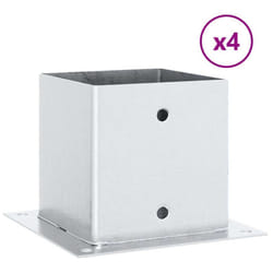vidaXL Post Bases Square 4 pcs Silver 141x141 mm Galvanised Steel