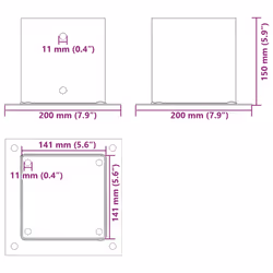 vidaXL Post Bases Square 4 pcs Silver 141x141 mm Galvanised Steel - Additional view 9