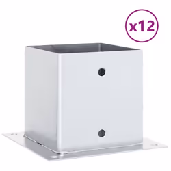 vidaXL Post Bases Square 12 pcs Silver 141x141 mm Galvanised Steel