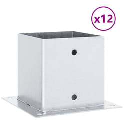 vidaXL Post Bases Square 12 pcs Silver 141x141 mm Galvanised Steel