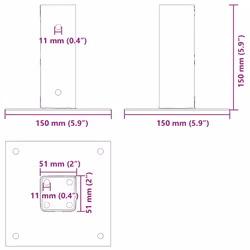 vidaXL Post Bases Square 12 pcs Anthracite 51x51 mm Powder-coated Steel - Additional view 3