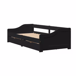 vidaXL Day Bed with 2 Drawers without Mattress IRUN Black 90x200 cm sofa bed