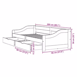 vidaXL Day Bed with 2 Drawers without Mattress IRUN Black 90x200 cm sofa bed