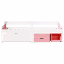 vidaXL Day Bed with 3 Drawers without Mattress IRUN White&Pink 90x200 cm - Additional view 4