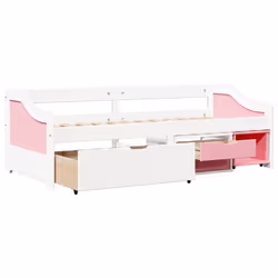 vidaXL Day Bed with 3 Drawers without Mattress IRUN White&Pink 90x200 cm - Additional view 5