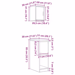 vidaXL Garage Cabinets 2 pcs Old Wood Engineered Wood cabinet tool cabinet