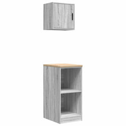 vidaXL Garage Cabinets 2 pcs Grey Sonoma Engineered Wood cabinet tool cabinet