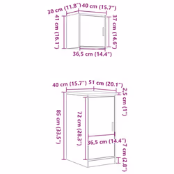 vidaXL Garage Cabinets 2 pcs Sonoma Oak Engineered Wood cabinet tool cabinet - Additional view 3