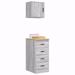vidaXL Garage Cabinets 2 pcs Grey Sonoma Engineered Wood cabinet tool cabinet