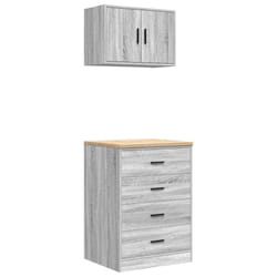 vidaXL Garage Cabinets 2 pcs Grey Sonoma Engineered Wood cabinet tool cabinet