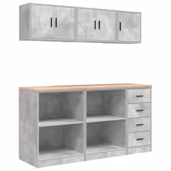 vidaXL Garage Cabinets 6 pcs Grey Sonoma Engineered Wood cabinet tool cabinet - concrete grey