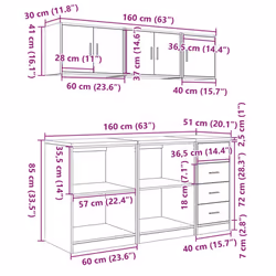 vidaXL Garage Cabinets 6 pcs Grey Sonoma Engineered Wood cabinet tool cabinet - old wood