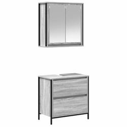 vidaXL 2 Piece Bathroom Furniture Set Black Oak Engineered Wood - grey sonoma
