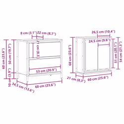 vidaXL 2 Piece Bathroom Furniture Set Black Oak Engineered Wood - brown oak