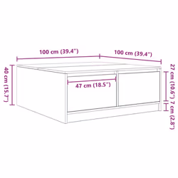 vidaXL Coffee Table with Drawers Black Oak 100x100x40 cm centre table - black oak, 100 x 100 x 40 cm - Additional view 3