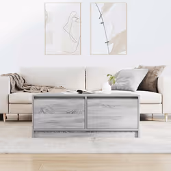 vidaXL Coffee Table with Drawers Black Oak 100x100x40 cm centre table - grey sonoma, 100 x 100 x 40 cm - Additional view 2