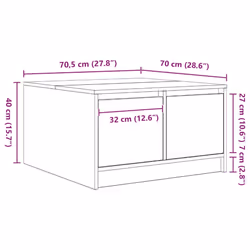 vidaXL Coffee Table with Drawers Black Oak 100x100x40 cm centre table - black oak, 70.5 x 70 x 40 cm - Additional view 3