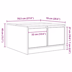 vidaXL Coffee Table with Drawers Black Oak 100x100x40 cm centre table - sonoma oak, 70.5 x 70 x 40 cm - Additional view 3