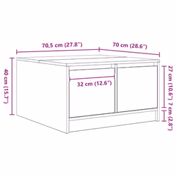 vidaXL Coffee Table with Drawers Black Oak 100x100x40 cm centre table - old wood, 70.5 x 70 x 40 cm - Additional view 3