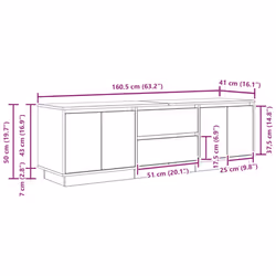 vidaXL TV Cabinet with LED Lights Old Wood 193.5x41x50 cm TV stand - white, 160.5 cm - Additional view 3