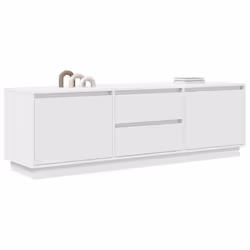vidaXL TV Cabinet with LED Lights Old Wood 193.5x41x50 cm TV stand - white, 160.5 cm - Additional view 4