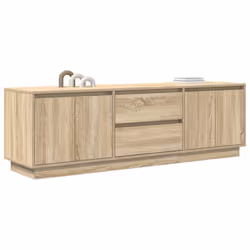 vidaXL TV Cabinet with LED Lights Old Wood 193.5x41x50 cm TV stand - sonoma oak, 160.5 cm - Additional view 4