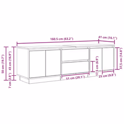 vidaXL TV Cabinet with LED Lights Old Wood 193.5x41x50 cm TV stand - artisan oak, 160.5 cm - Additional view 3