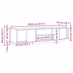 vidaXL TV Cabinet with LED Lights Old Wood 193.5x41x50 cm TV stand - white, 193.5 cm - Additional view 3