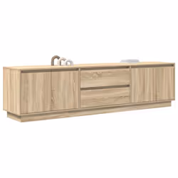 vidaXL TV Cabinet with LED Lights Old Wood 193.5x41x50 cm TV stand - sonoma oak, 193.5 cm - Additional view 4