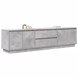 vidaXL TV Cabinet with LED Lights Old Wood 193.5x41x50 cm TV stand - concrete grey, 193.5 cm - Additional view 4