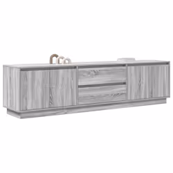 vidaXL TV Cabinet with LED Lights Old Wood 193.5x41x50 cm TV stand - grey sonoma, 193.5 cm - Additional view 4