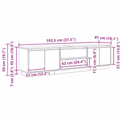 vidaXL TV Cabinet with LED Lights Old Wood 193.5x41x50 cm TV stand - old wood, 193.5 cm - Additional view 3
