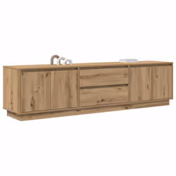 vidaXL TV Cabinet with LED Lights Old Wood 193.5x41x50 cm TV stand - artisan oak, 193.5 cm - Additional view 4