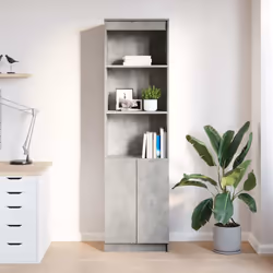 vidaXL Highboard Black Oak 37.5x35x180 cm Engineered Wood cabinet side cabinet - concrete grey, 50 cm - Additional view 2