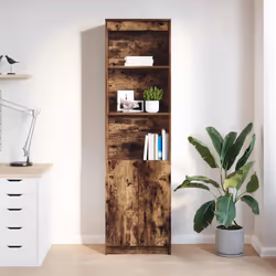 vidaXL Highboard Black Oak 37.5x35x180 cm Engineered Wood cabinet side cabinet - smoked oak, 50 cm - Additional view 2