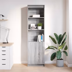 vidaXL Highboard Black Oak 37.5x35x180 cm Engineered Wood cabinet side cabinet - grey sonoma, 50 cm - Additional view 2