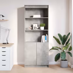 vidaXL Highboard Black Oak 37.5x35x180 cm Engineered Wood cabinet side cabinet - concrete grey, 70 cm - Additional view 2