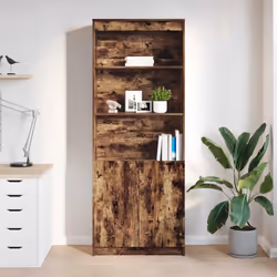 vidaXL Highboard Black Oak 37.5x35x180 cm Engineered Wood cabinet side cabinet - smoked oak, 70 cm - Additional view 2