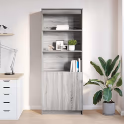 vidaXL Highboard Black Oak 37.5x35x180 cm Engineered Wood cabinet side cabinet - grey sonoma, 70 cm - Additional view 2