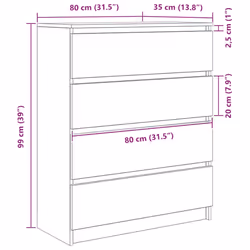 vidaXL Sideboard Sonoma Oak 80x35x99 cm Engineered Wood storage cabinet