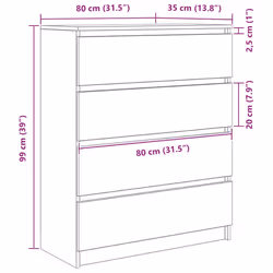 vidaXL Sideboard Smoked Oak 80x35x99 cm Engineered Wood storage cabinet