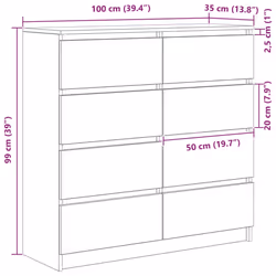 vidaXL Sideboard Concrete Grey 100x35x99 cm Engineered Wood storage cabinet